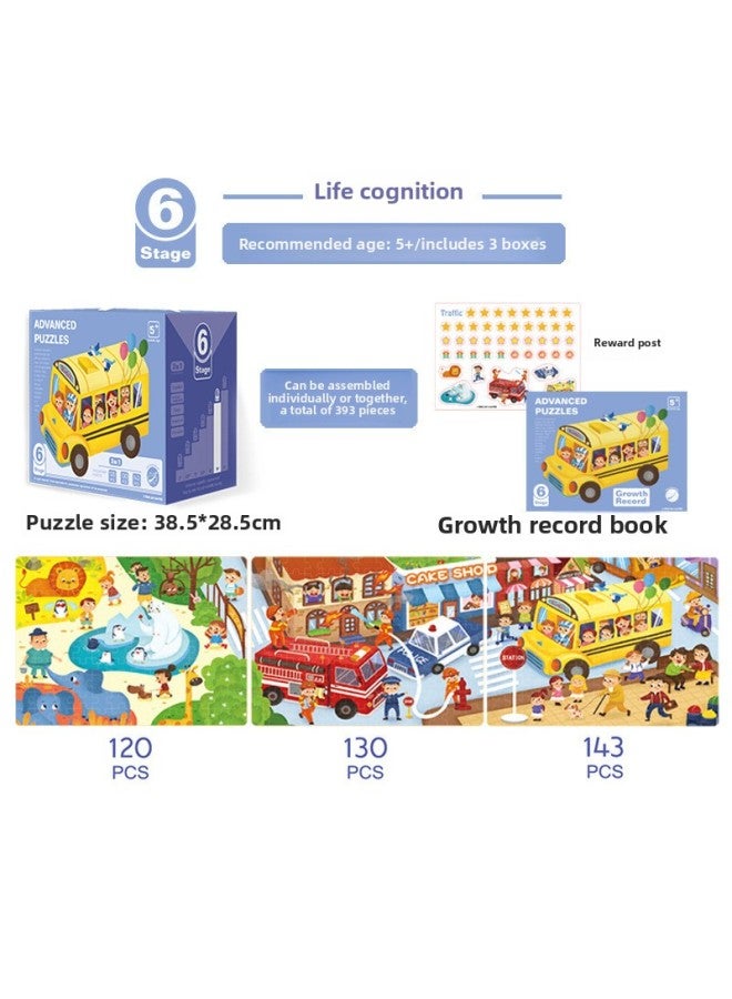 Children's Wooden 1-7-year-old Boys And Girls Educational Early Education Puzzle Puzzle Kindergarten Step-by-step Wooden Puzzle Toy-Color:Sixth Order: Life Cognition - Image 1