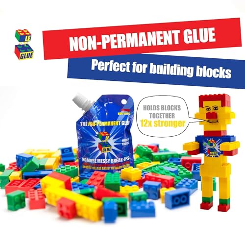 LE-GLUE Le Glue Temporary Glue 2 Pack - Compatible with Legos - Non-Permanent Clear Adhesive for Plastic Building Blocks - No Messy Break-Ups - Non-Toxic Formula Created for Kids, by a Kid - Image 2