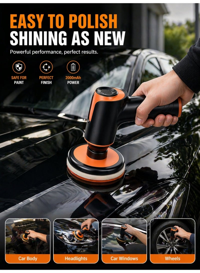 BS Cordless Electric Sander|Buffer Polisher with 2000mAh|Variable Speed 1700—2500 RPM|148W Power| Car Polisher and Buffers for Car Detailing|Waxing|Polishing|Scratch Removal - Image 4