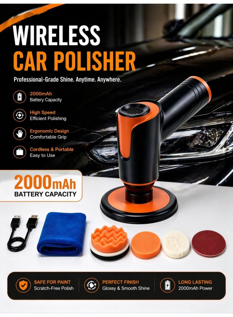 BS Cordless Electric Sander|Buffer Polisher with 2000mAh|Variable Speed 1700—2500 RPM|148W Power| Car Polisher and Buffers for Car Detailing|Waxing|Polishing|Scratch Removal - Image 1