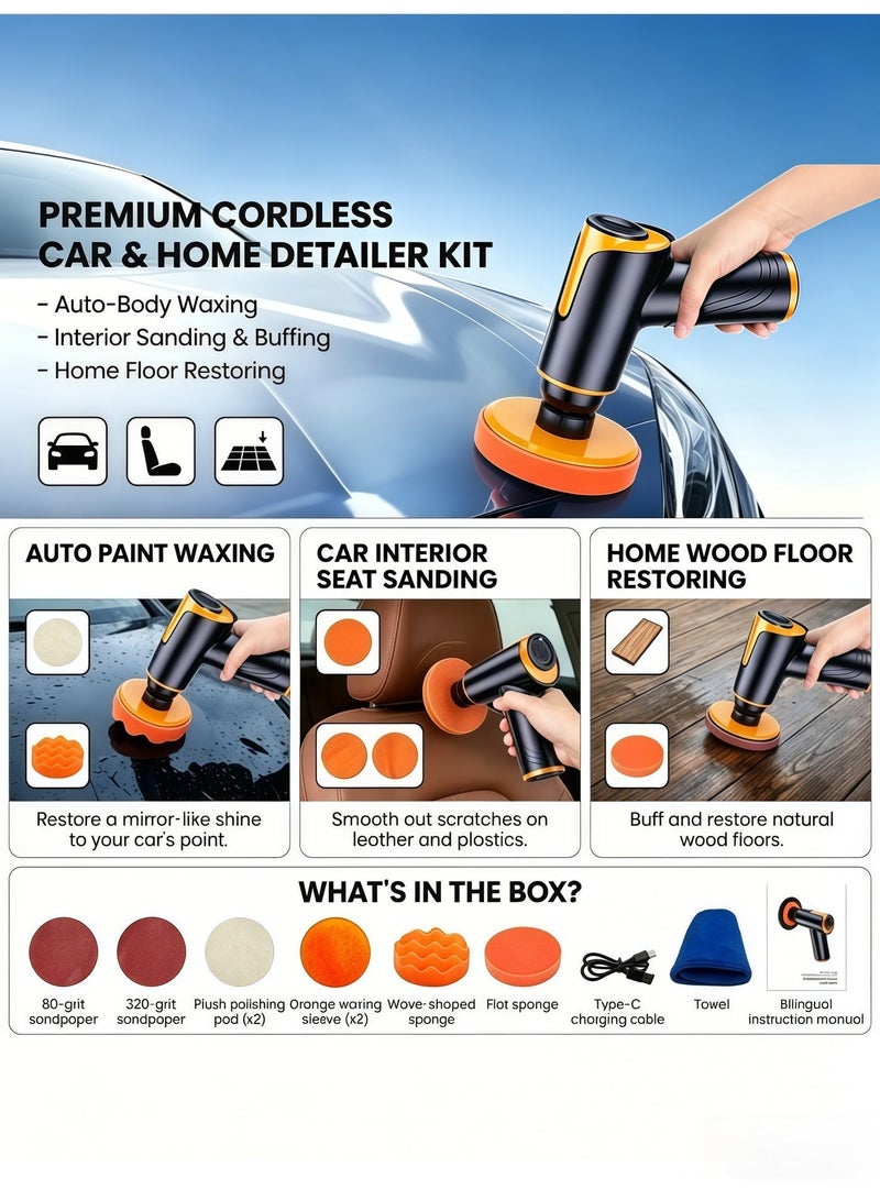BS Cordless Electric Sander|Buffer Polisher with 2000mAh|Variable Speed 1700—2500 RPM|148W Power| Car Polisher and Buffers for Car Detailing|Waxing|Polishing|Scratch Removal - Image 3