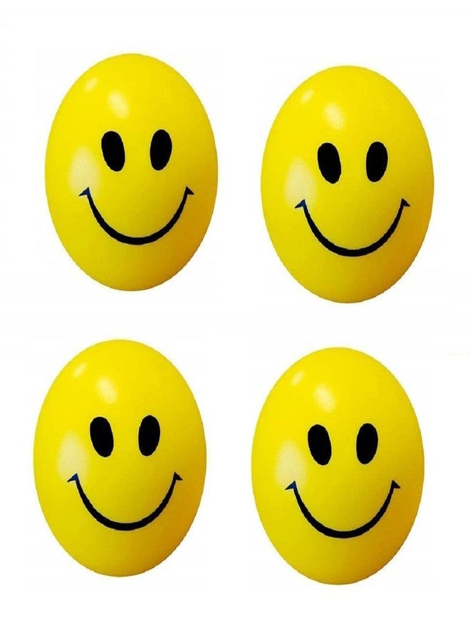 Trade Globe Smiley Soft Balls Cute Funny Yellow Emoji Happy Smiley Face Squeeze Sponge Balls Perfect for Relieving Stress, Smiley Ball - Pack of 4 - Image 1