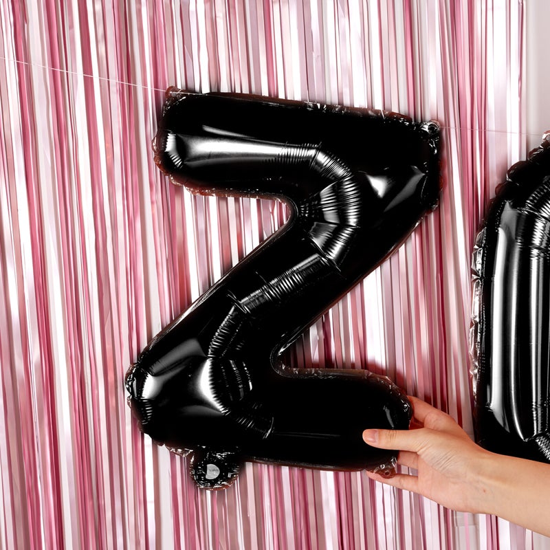 Restaurantware بالون حروف بالونيفاي 16 بوصة، بالون حفلة حرف - حرف ز، بالون ميتاليك أسود، ذاتي الإغلاق، حلقة تعليق، زينة لعيد الميلاد، الزفاف، أو التخرج - Image 5