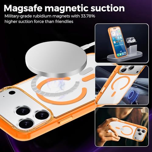 VONZEE Translucent Clear Back Cover Compatible with (iPhone 17 Pro Max Case)(2025), PC Shockproof Scratch Resistant, Non-Yellowing, Support Mag-Safe Wireless Magnetic Charging - Cosmic Orange|6.9'' - Image 4