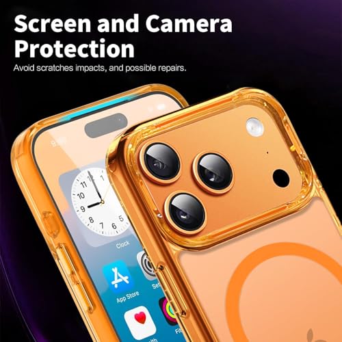 VONZEE Translucent Clear Back Cover Compatible with (iPhone 17 Pro Max Case)(2025), PC Shockproof Scratch Resistant, Non-Yellowing, Support Mag-Safe Wireless Magnetic Charging - Cosmic Orange|6.9'' - Image 5