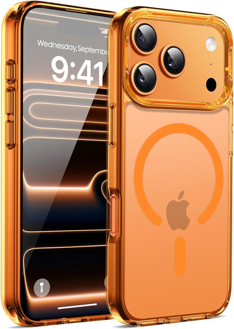 VONZEE Translucent Clear Back Cover Compatible with (iPhone 17 Pro Max Case)(2025), PC Shockproof Scratch Resistant, Non-Yellowing, Support Mag-Safe Wireless Magnetic Charging - Cosmic Orange|6.9'' - Image 1