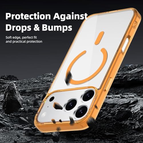 VONZEE Translucent Clear Back Cover Compatible with (iPhone 17 Pro Max Case)(2025), PC Shockproof Scratch Resistant, Non-Yellowing, Support Mag-Safe Wireless Magnetic Charging - Cosmic Orange|6.9'' - Image 3
