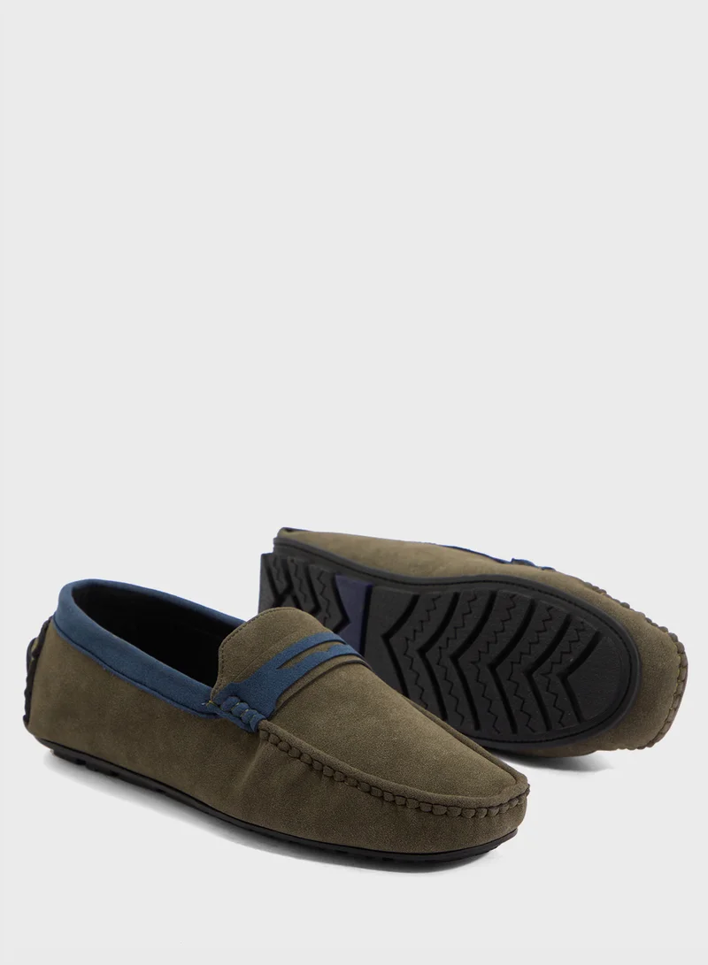 Robert Wood Color Block Suede Loafers