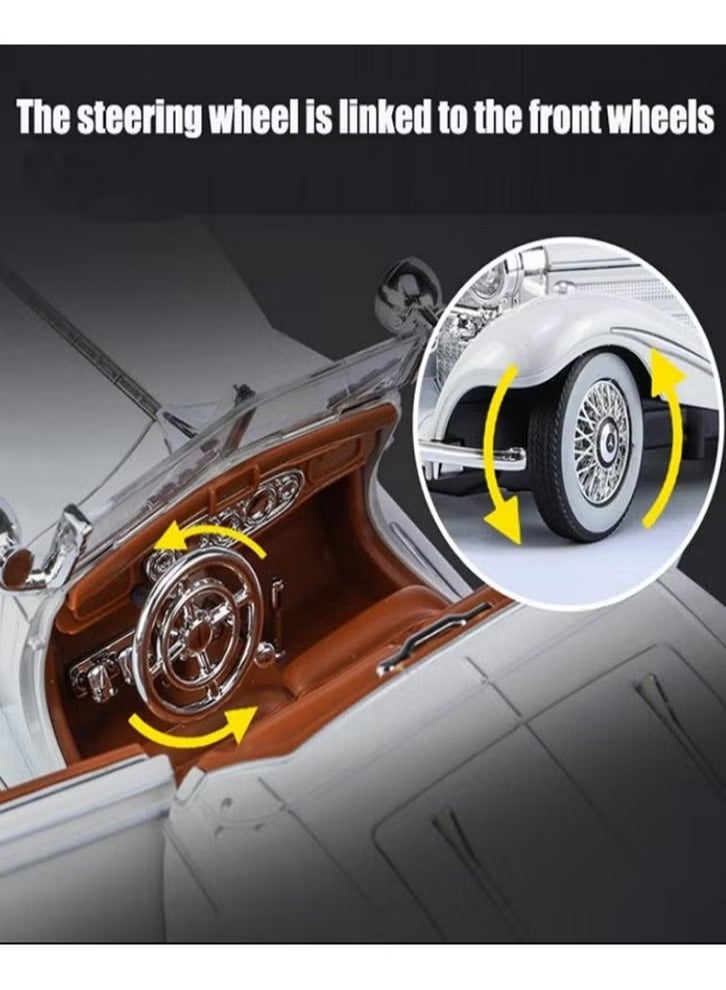 1/24 Mercedes-Benz 500K Classic Car Alloy Model Car Toy Diecast Metal Casting Sound and Light Car Toy (White) - Image 2