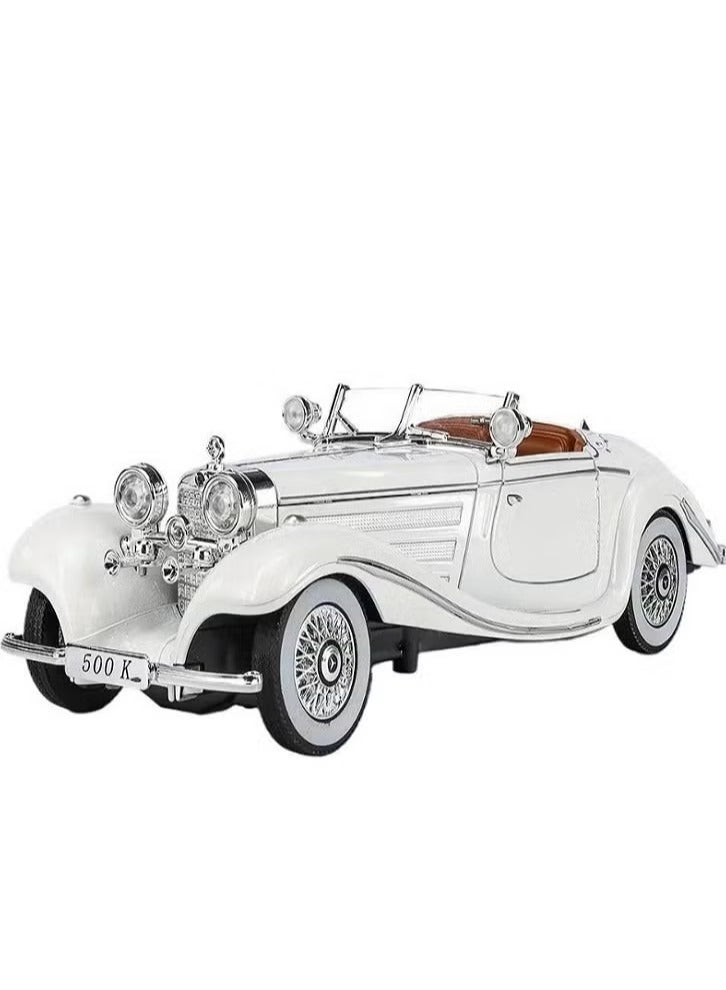 1/24 Mercedes-Benz 500K Classic Car Alloy Model Car Toy Diecast Metal Casting Sound and Light Car Toy (White) - Image 1