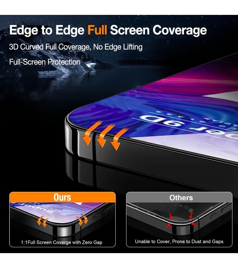 Tempered Glass Screen Protector 2 Pack For iPhone 15 Full Coverage - Image 3