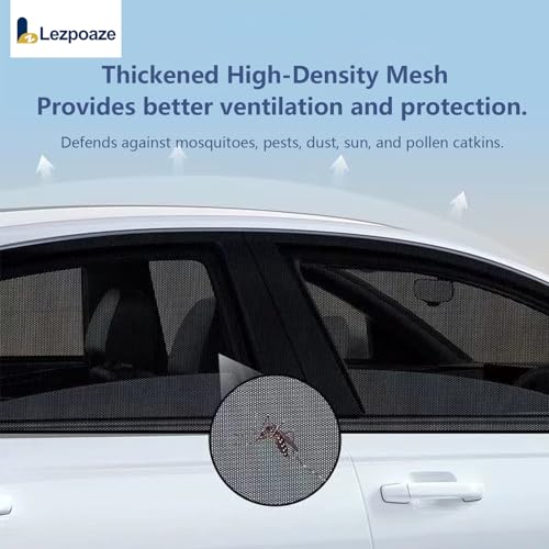 Lezpoaze 4-Pack Car Window Shades with Insect Screen, UV Blocking & Breathable Mesh, Universal Fit for 96% Cars, for Baby Kids Travel Camping, Heat Insulation & Privacy Protection - Image 3