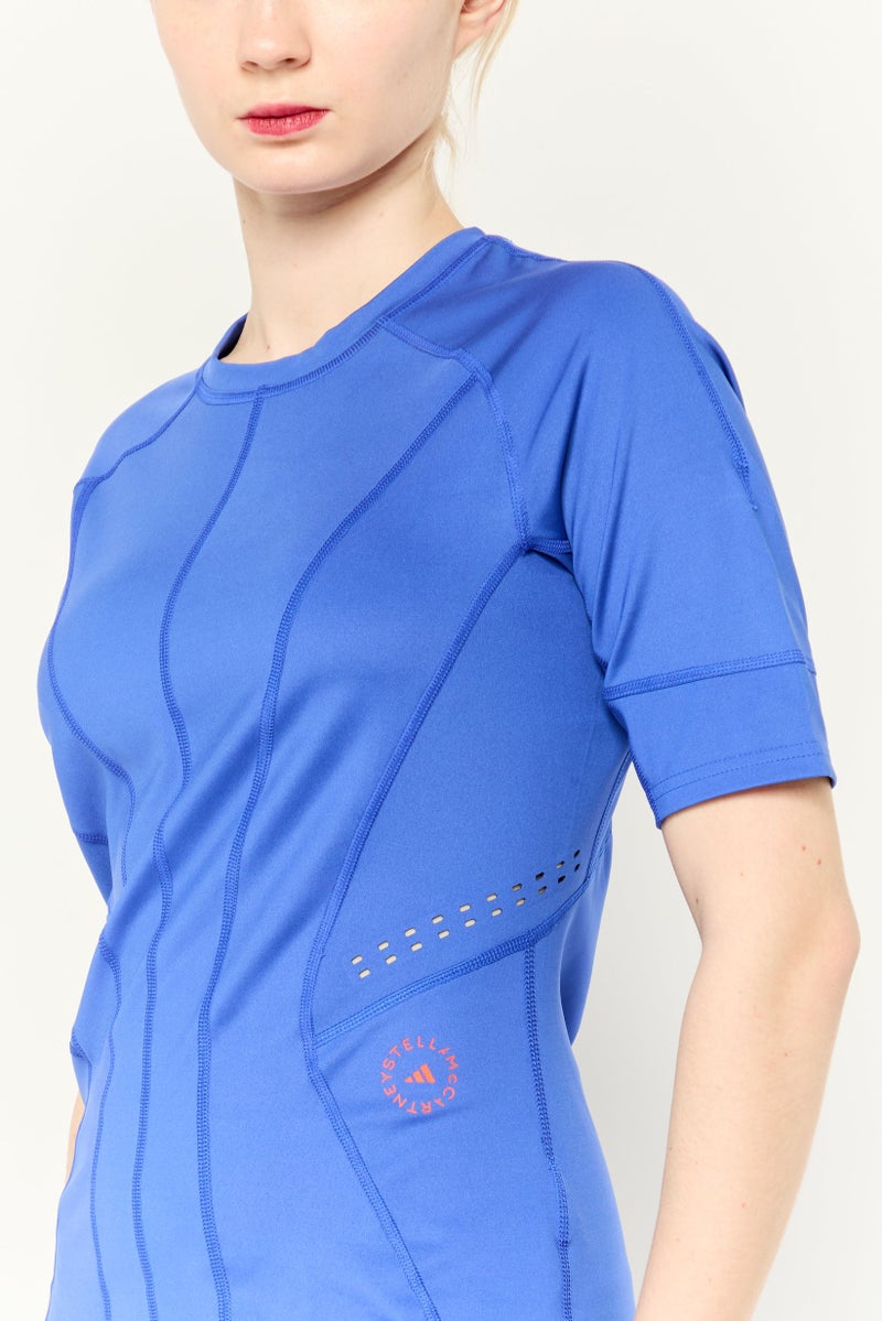 Adidas تي شيرت رياضي نسائي قصير الأكمام في الهواء الطلق، أزرق - Image 3