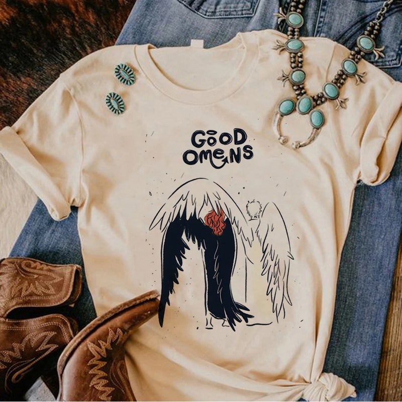 Good Omens T-Shirts Gothic Harajuku Print Short Sleeve Tee - Image 1