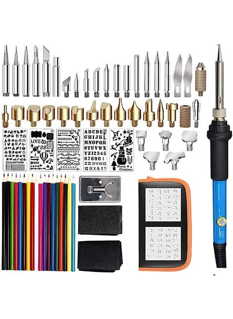 Wood Burning Kit, Wood Burning Pyrography Pen Set, Adjustable Temperature Soldering Engraving and Crafts Tools for Wood Burning/Soldering/Carving with Stencils+ Wood Soldering Tips+ Pencils