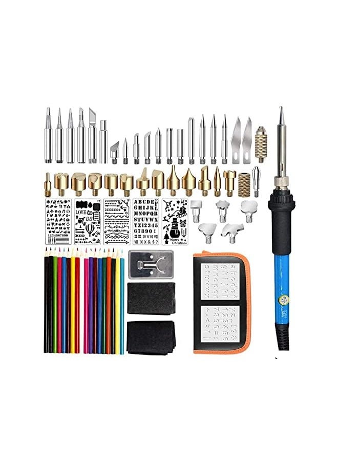 erorex - Wood Burning Kit, Wood Burning Pyrography Pen Set, Adjustable Temperature Soldering Engraving and Crafts Tools for Wood Burning/Soldering/Carving with Stencils+ Wood Soldering Tips+ Pencils - Image 1