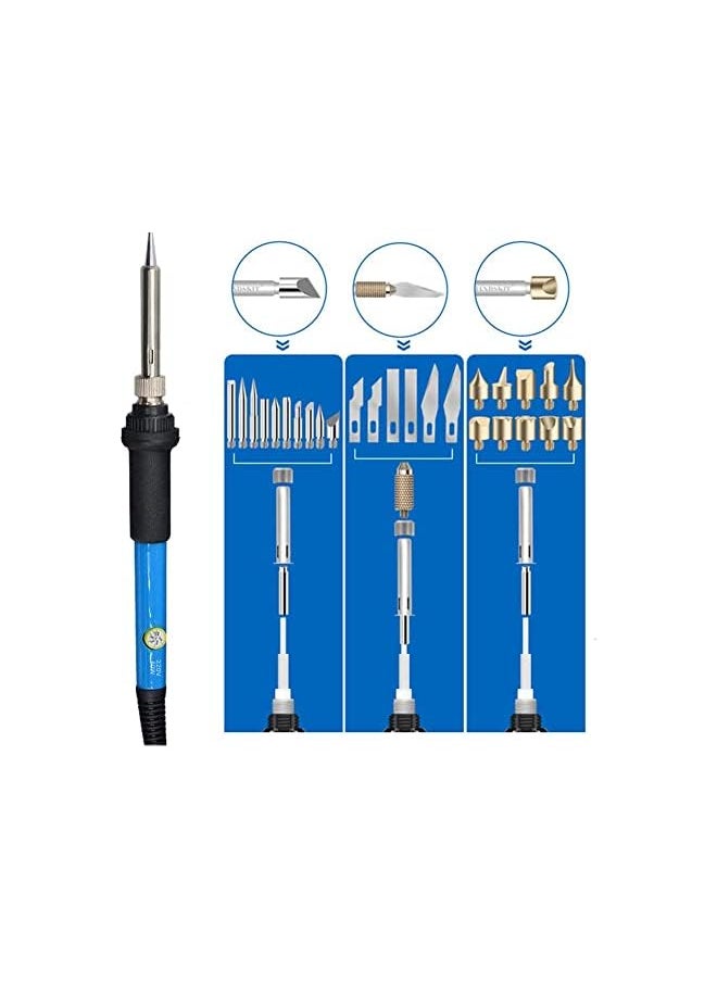 erorex - Wood Burning Kit, Wood Burning Pyrography Pen Set, Adjustable Temperature Soldering Engraving and Crafts Tools for Wood Burning/Soldering/Carving with Stencils+ Wood Soldering Tips+ Pencils - Image 1
