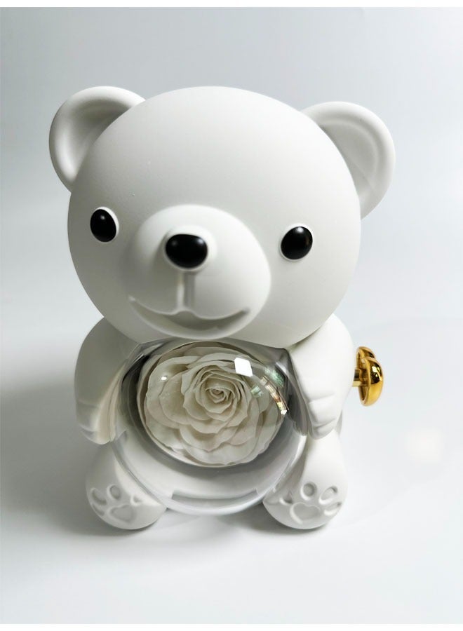 Hugging Bear Rotating Design Gift Box With Red Preserved Real Rose - Image 2