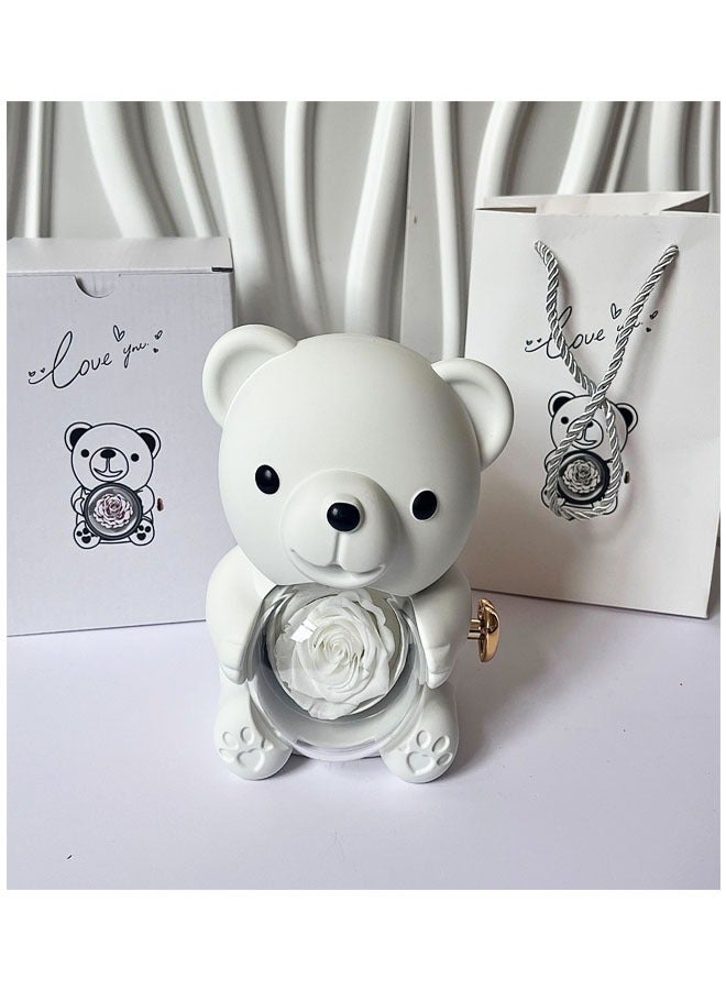 Hugging Bear Rotating Design Gift Box With Red Preserved Real Rose - Image 5