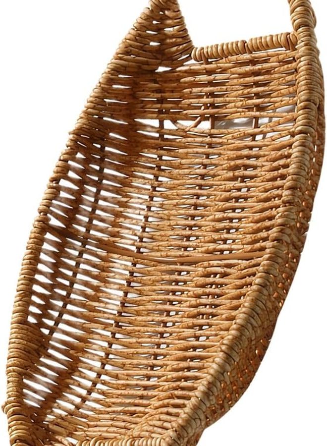 Large Beige Handwoven PP Fruit Basket Kitchen Storage Serving Tray 24x17x6 cm - Image 1