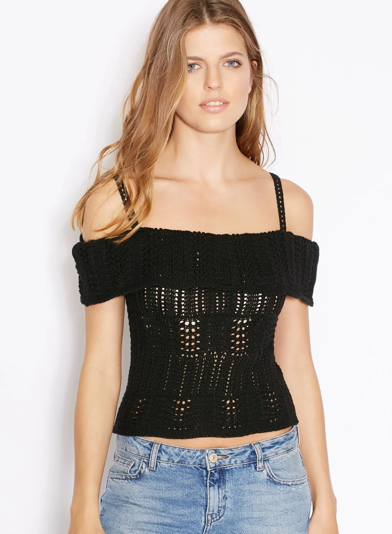 TOPSHOP Crochet Bardot Top
