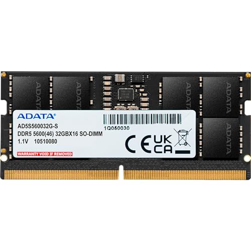 ADATA Premier 32GB 5600MHz SO-DIMM DDR5 Laptop Memory, Single RAM Module, Supports Intel & AMD Latest CPU, Intel XMP & AMD Expo, Built in PMIC, On Die ECC, Low Voltage, More Bandwidth - AD5S560032G-S - Image 1