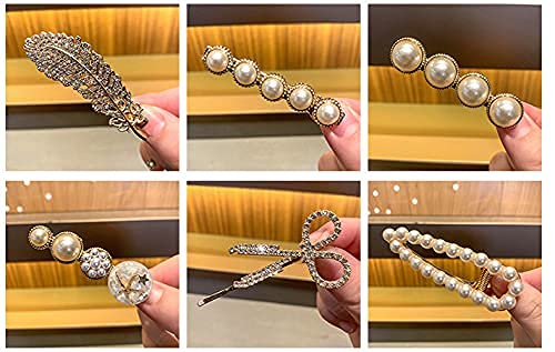 HOMEMATES 6 Pcs Korean Style Pearl Barrettes Women's Set Hairpin Korean Style Hair Clip Marble Alligator bobby pins Duckbilled Headdress Jewelry Hair Accessories - Image 3