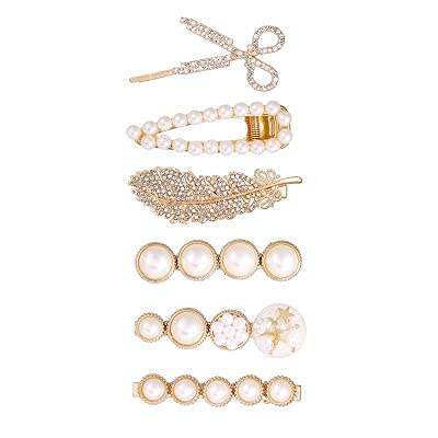 HOMEMATES 6 Pcs Korean Style Pearl Barrettes Women's Set Hairpin Korean Style Hair Clip Marble Alligator bobby pins Duckbilled Headdress Jewelry Hair Accessories - Image 2