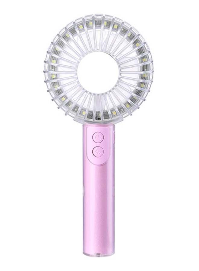 NIBEMINENT Portable USB Rechargeable LED Fan With Mobile Phone Stand 24962 Pink/White