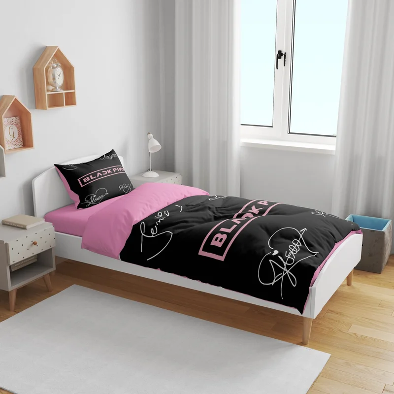 Eray Home Erays Home Erayshome Black Pink 3D Single Bed Sheetless Duvet Cover Set