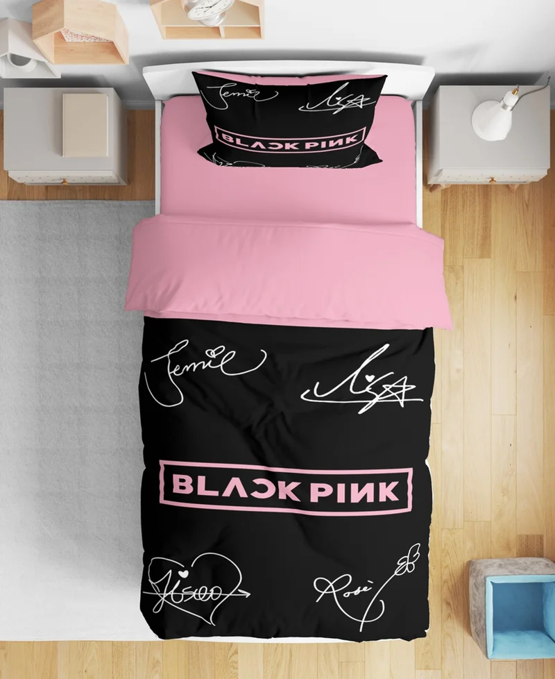 Eray Home Erays Home Erayshome Black Pink 3D Single Bed Sheetless Duvet Cover Set