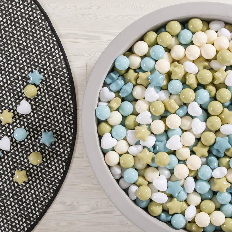 GOGOSO Ball Pit Balls Plastics Balls for Ball Pit  Stars Hearts Shape for PastelBall for Toddlers Kids  Stars and Hearts Creamy Blue+Green+White 100pcs - Image 5