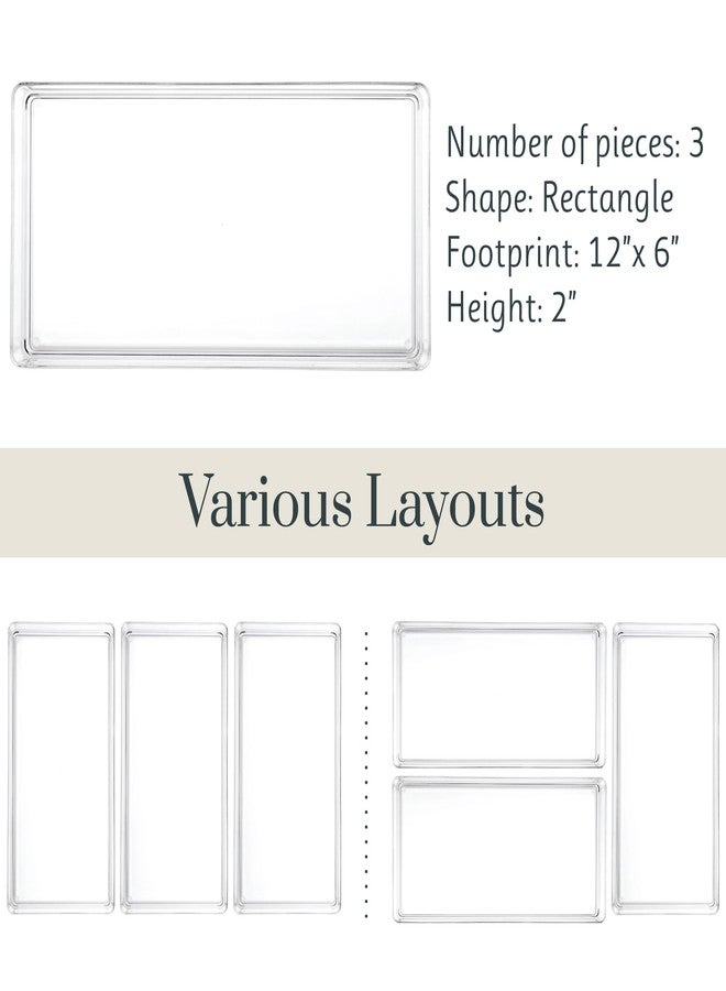 STORi SimpleSort 3-Piece Stackable Clear Drawer Organizer, 12" x 6" x 2" - Image 5