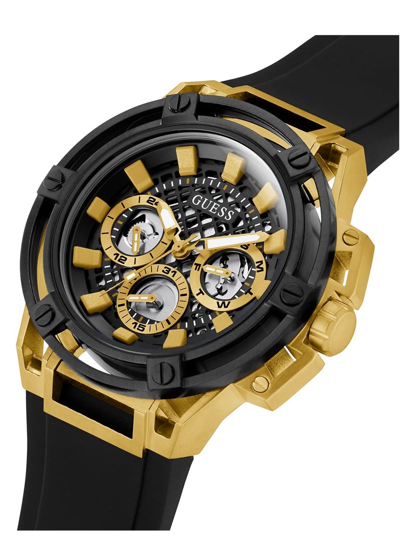 GUESS Sports Watch for Men, Japanese Quartz Movement, Analog Display, Black Silicone Strap-GW0423G2 - Image 2