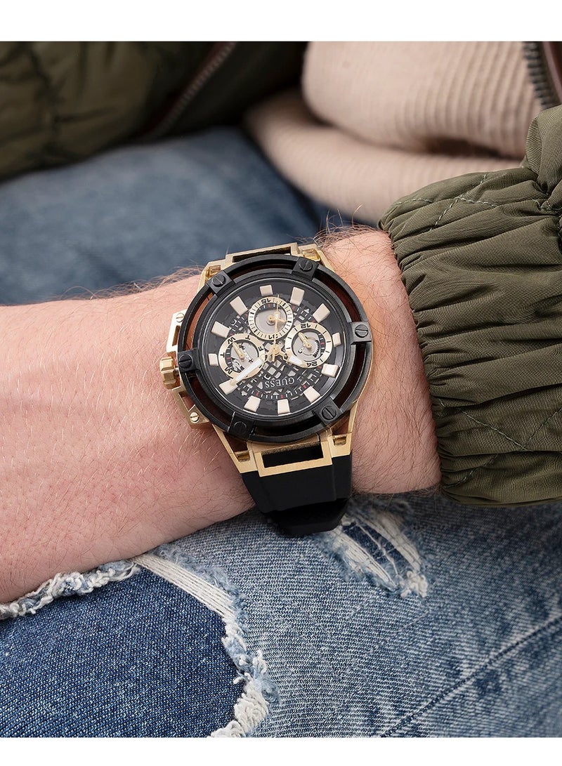 GUESS Sports Watch for Men, Japanese Quartz Movement, Analog Display, Black Silicone Strap-GW0423G2 - Image 3