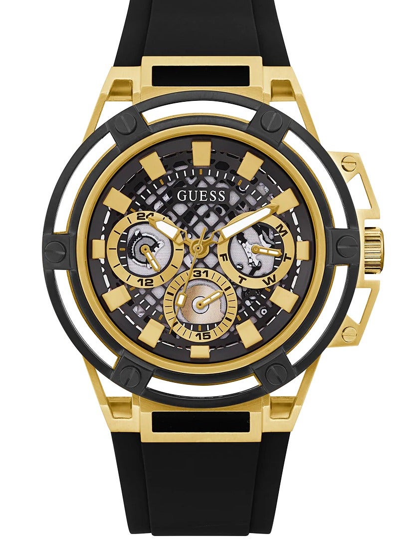 GUESS Sports Watch for Men, Japanese Quartz Movement, Analog Display, Black Silicone Strap-GW0423G2 - Image 1