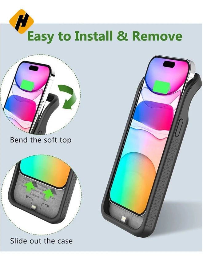 HuHa Battery Case for iPhone 14/14 Pro, Real 4500mAh Rechargeable Smart Extended Charging Case with 1x Screen Protector, Ultra-Slim Portable Protective Battery Pack (6.1 inch) Black - Image 4