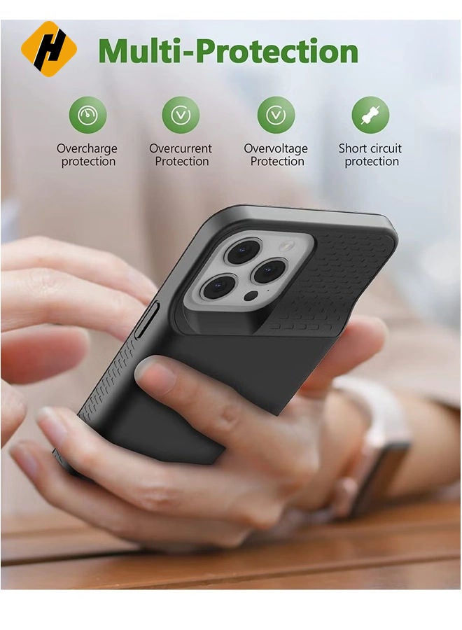 HuHa Battery Case for iPhone 14/14 Pro, Real 4500mAh Rechargeable Smart Extended Charging Case with 1x Screen Protector, Ultra-Slim Portable Protective Battery Pack (6.1 inch) Black - Image 3
