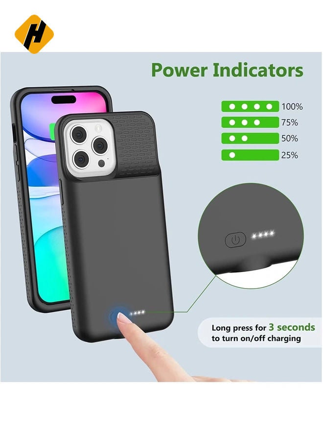 HuHa Battery Case for iPhone 14/14 Pro, Real 4500mAh Rechargeable Smart Extended Charging Case with 1x Screen Protector, Ultra-Slim Portable Protective Battery Pack (6.1 inch) Black - Image 5