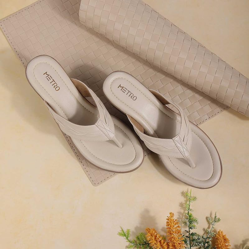 Metro Women Beige Synthetic Leather Wegde Heel Sandal UK/4 EU/37 (32-486) - Image 2