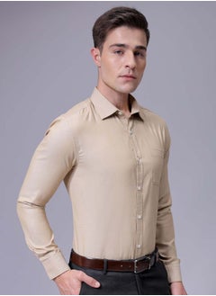 The Indian Garage Co Men Slim Fit Solid Full Sleeves Cutaway Collar Formal Shirt  - Image 4