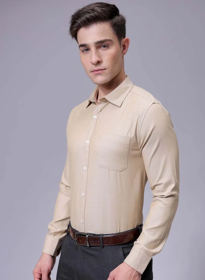The Indian Garage Co Men Slim Fit Solid Full Sleeves Cutaway Collar Formal Shirt