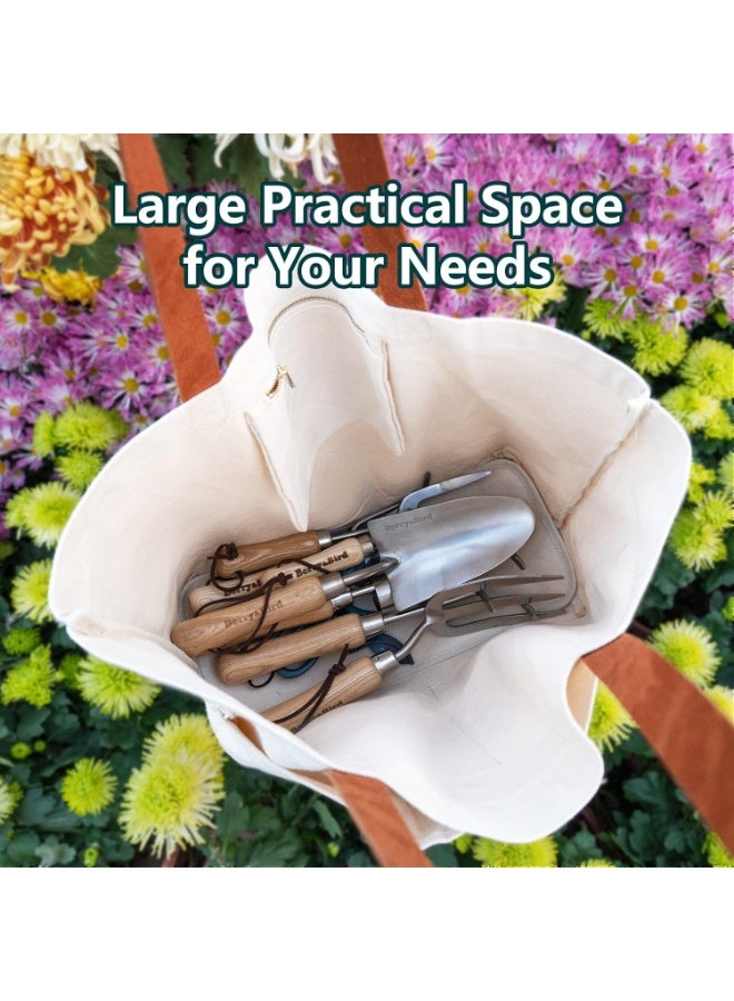 Berry&Bird Garden Tool Bag, Canvas Garden Tote With Pockets, Wear-Resistant Multi-Purpose Tool Storage Bag, Home Organizer Gardening Tool Kit for Indoor and Outdoor Gardening, 21.65" x 7.09" x 13.78" - Image 3