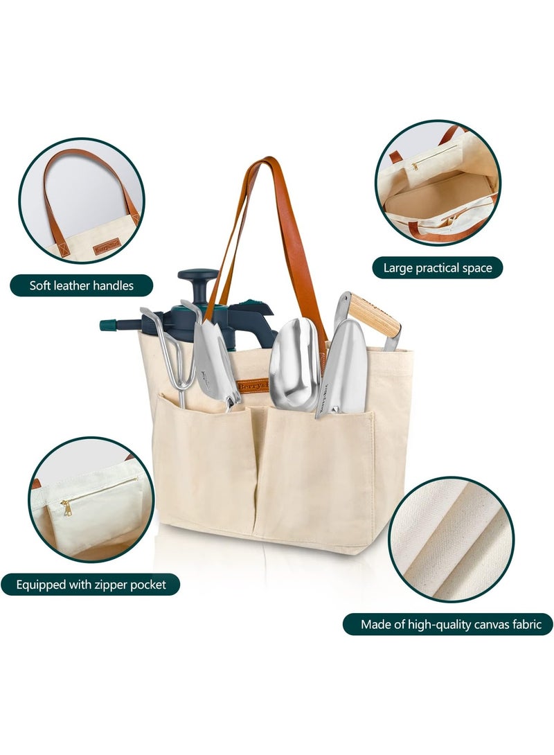 Berry&Bird Garden Tool Bag, Canvas Garden Tote With Pockets, Wear-Resistant Multi-Purpose Tool Storage Bag, Home Organizer Gardening Tool Kit for Indoor and Outdoor Gardening, 21.65" x 7.09" x 13.78" - Image 4