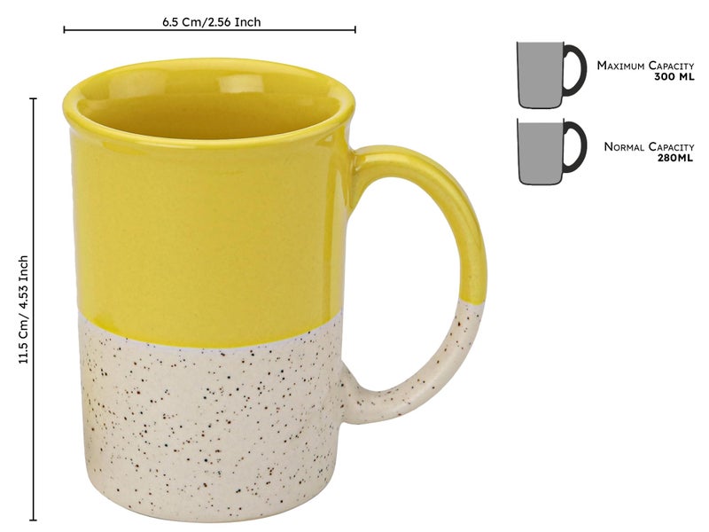 Bodhi House Ceramic Hand Glazed Tea and Coffee Mug with Coaster - 300ml | Set of 2 | Microwave & Dishwasher Safe | for Home Office - Yellow - Image 4
