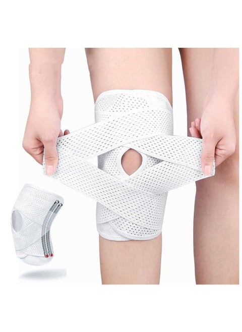 Knee Brace with Side Stabilizers, Professional Knee Compression Support Brace Adjustable Knee Wrap with Patella Pad Relief Pain for Meniscus Tear ACL MCL Arthritis Injuries（L）