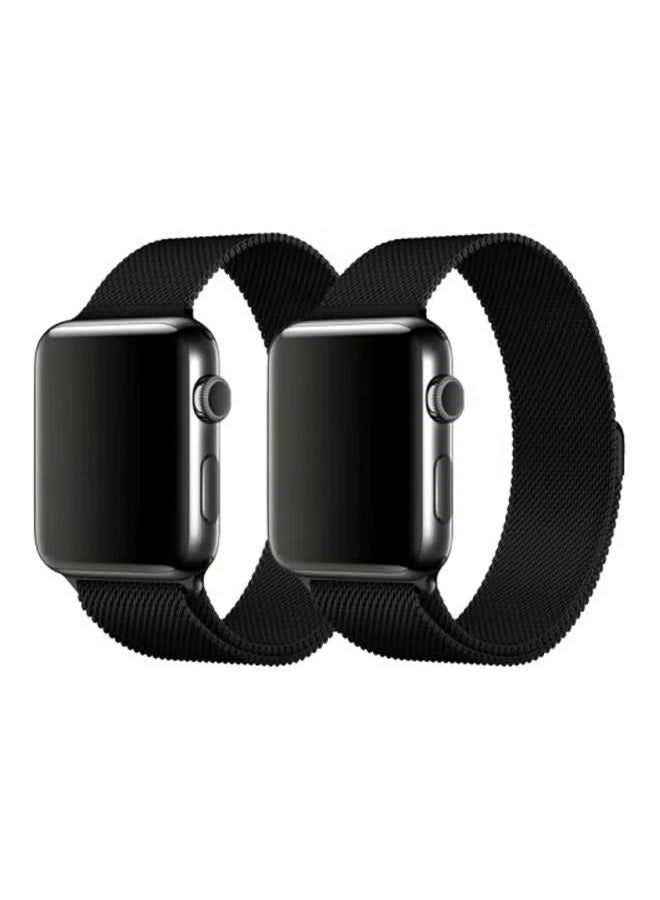 فيسوس شريط استبدال 2 قطعة لأبل ووتش 42/44mm أسود