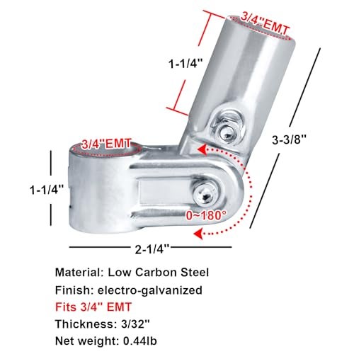 Fanmao 10 Sets Adjustable Angle Pipe Clamp Connectors, Fits 3/4" EMT Directly, Structural Pipe Fitting - Image 3