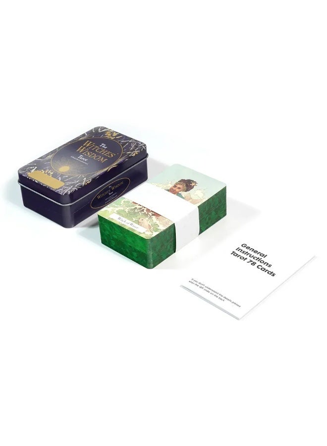 NIBEMINENT 10.3 * 6 cm Witch's Wisdom Tarot Card Set (packaged in a tin box with green gold edges) Includes 78 Tarot cards and an introductory guidebook - Image 4