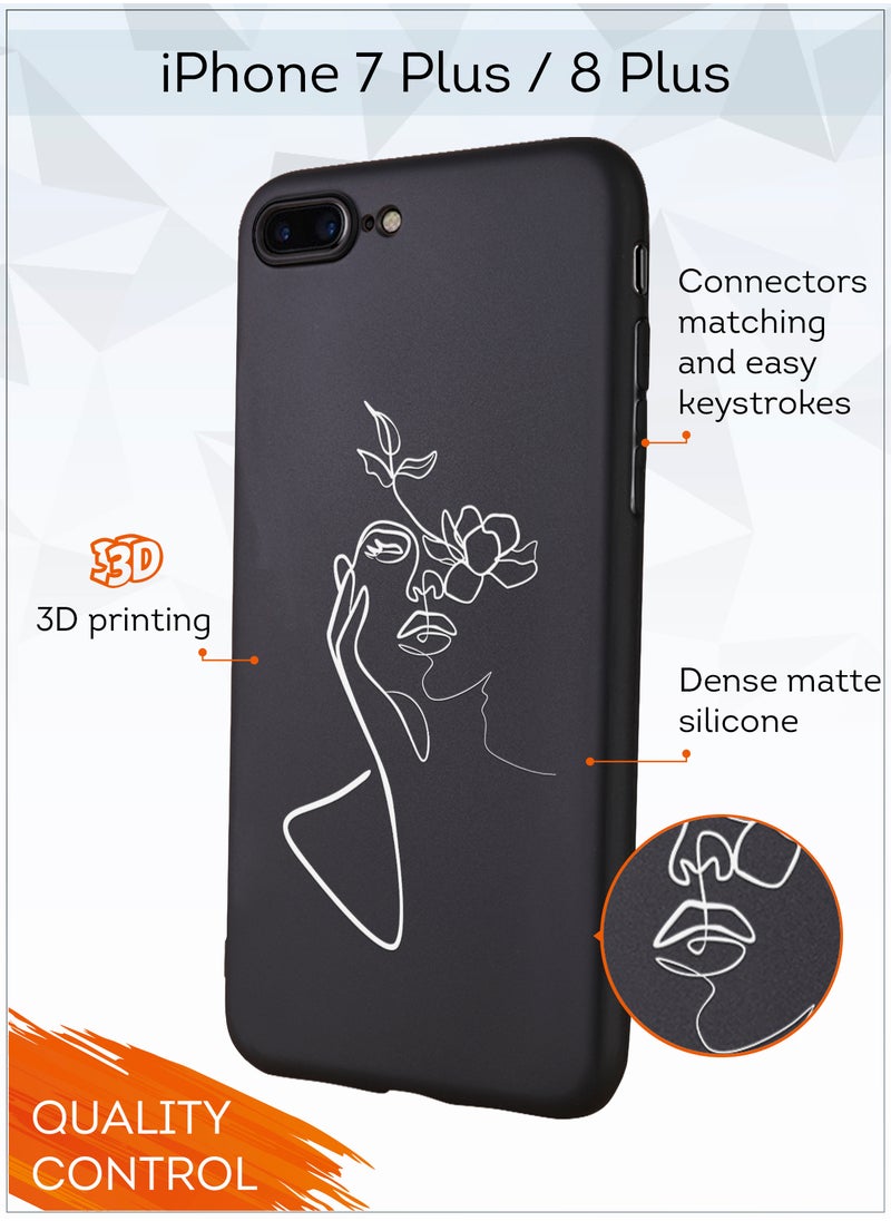 MOBILIUS - for iPhone 7 Plus/8 Plus Case, Shockproof Protective Phone Case Cover for iPhone 7 Plus/8 Plus, with Face & Flowers white Pattern - Image 1